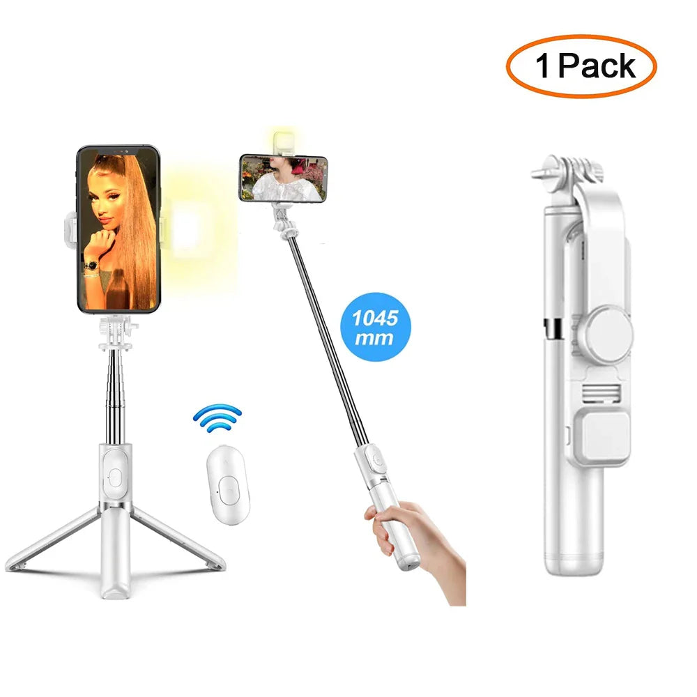 Skanto | Bluetooth Selfie Stick Stativ med Fylllys