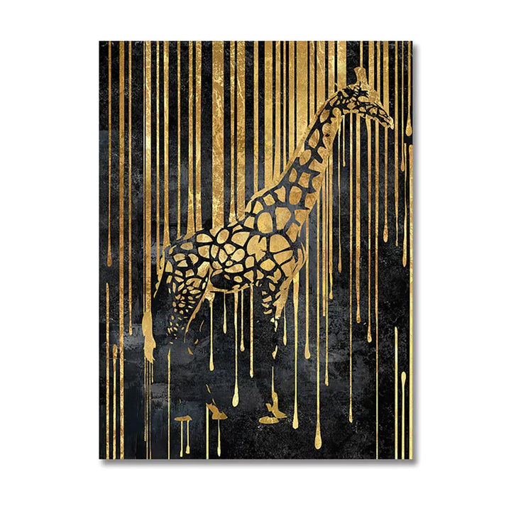 Modern Abstract Golden Zebra Lines Lion Elephant Tiger Wall Art Fine Art Canvas Prints Pictures for Luxury Apartment Living Room Dining Room Art Decor | Skanto