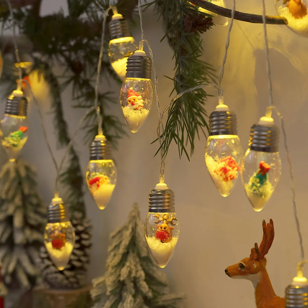 Skanto | LED Snøball Lyskjede “FrostyGlow” | 2 m | 10 LED-er | Batteridrevet | Jul & Nyttår dekorasjon