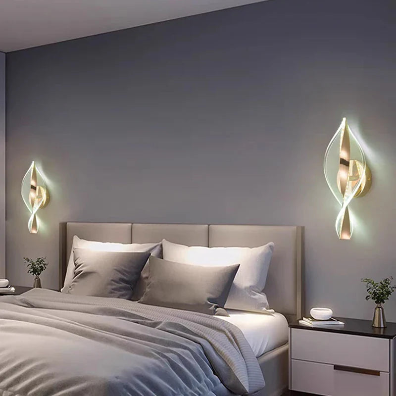 Skanto | LED Vegglampe NordGlow | Moderne Akryl & Metall Design | 3-Farge Lys | Kreativ Interiørbelysning for Stue & Soverom