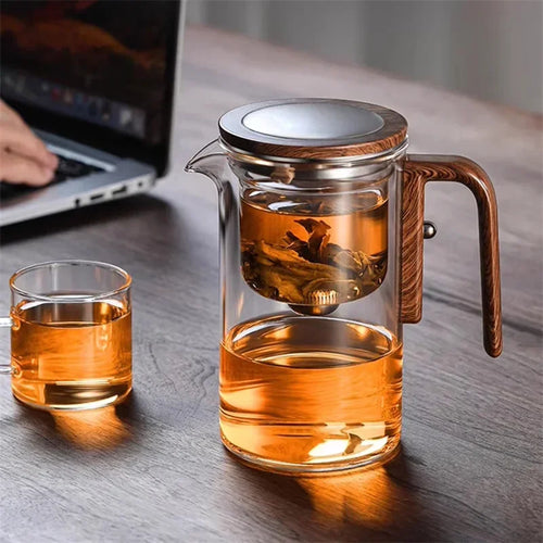 Auréa Glass Teapot – Luksus Infuser med Trehåndtak | Skanto