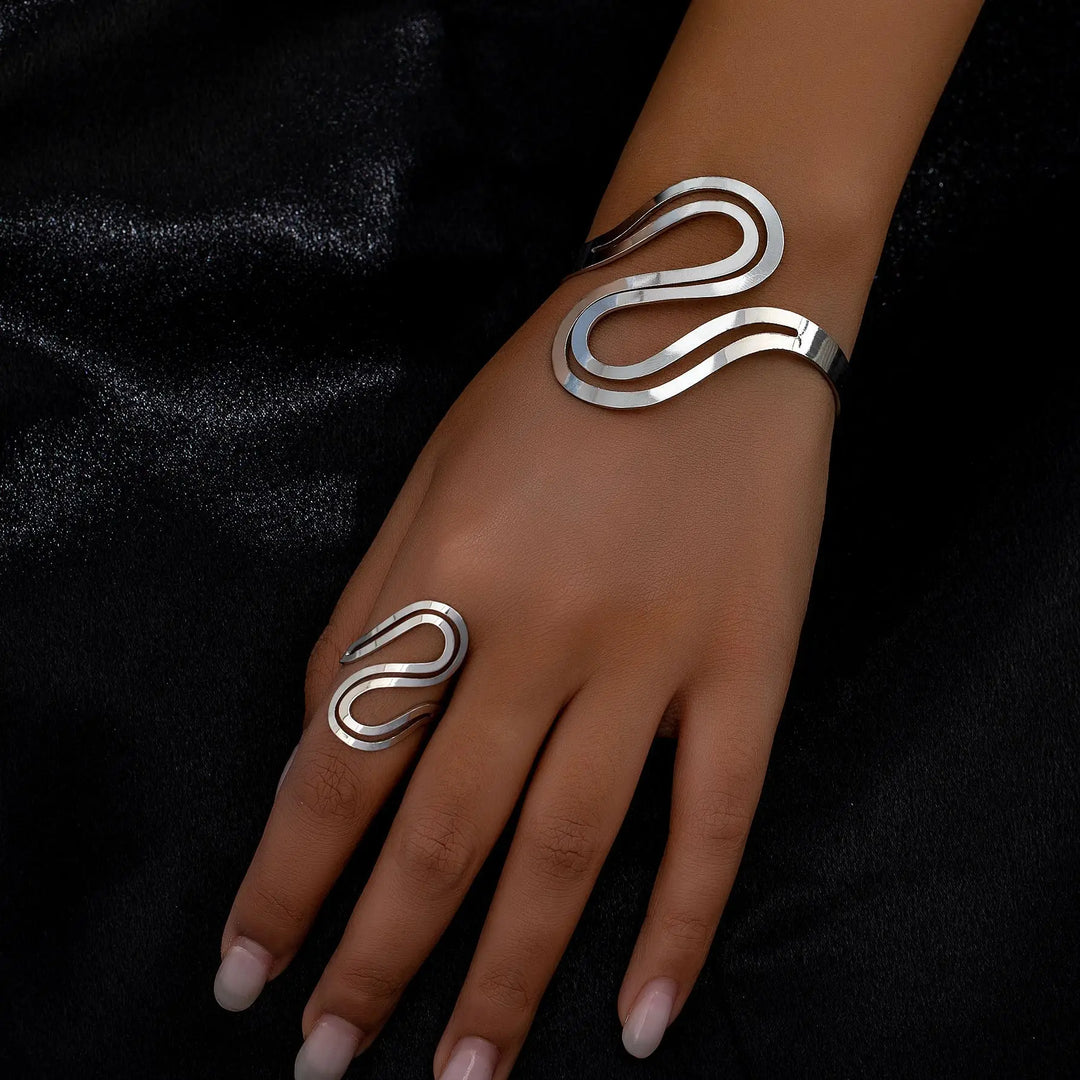 Skanto | Justerbar Moderne Svirvel Armbånd og Ring Sett