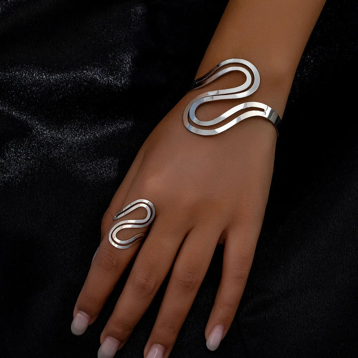 Skanto | Justerbar Moderne Svirvel Armbånd og Ring Sett
