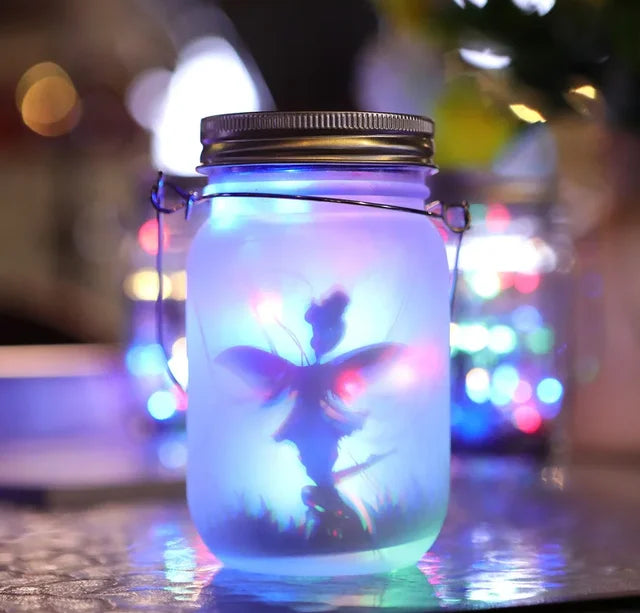 Norvo | Glass Fairy Lamp - Solar Mason Jar Lantern, IP65 Vanntett Utendørs Hengelykt