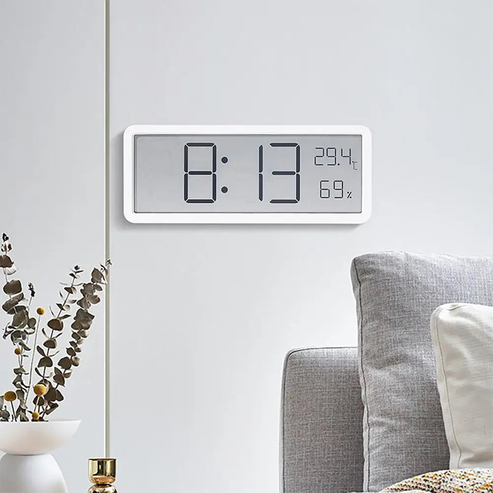 Stor digital veggklokke med temperatur- og fuktighetsdisplay – Perfekt for stue, soverom og kontor | Skanto