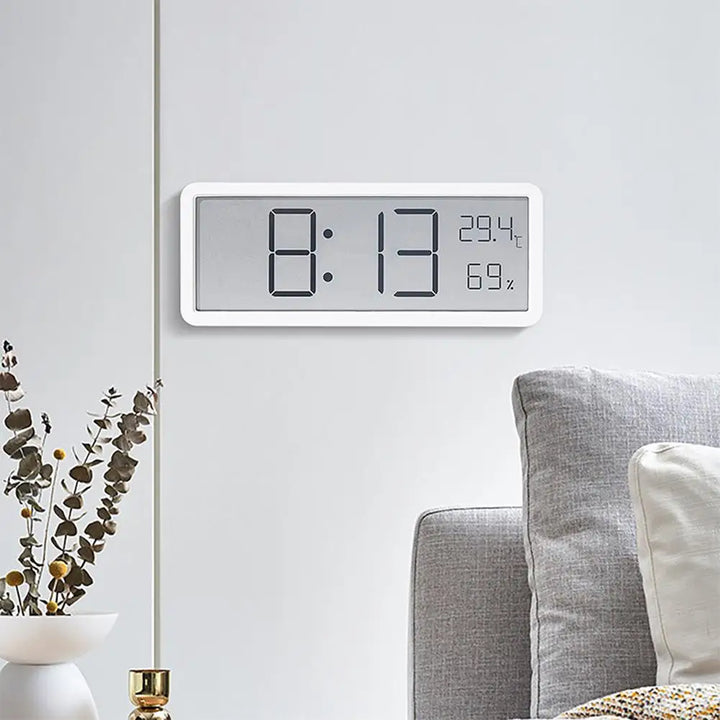 Stor digital veggklokke med temperatur- og fuktighetsdisplay – Perfekt for stue, soverom og kontor | Skanto