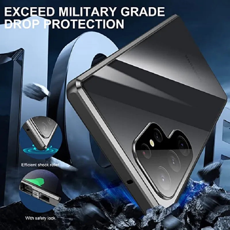 Norvo | Metall Aluminiumlegering 360-deksel med sikkerhetslukking for Samsung Galaxy S24-S23 Serie