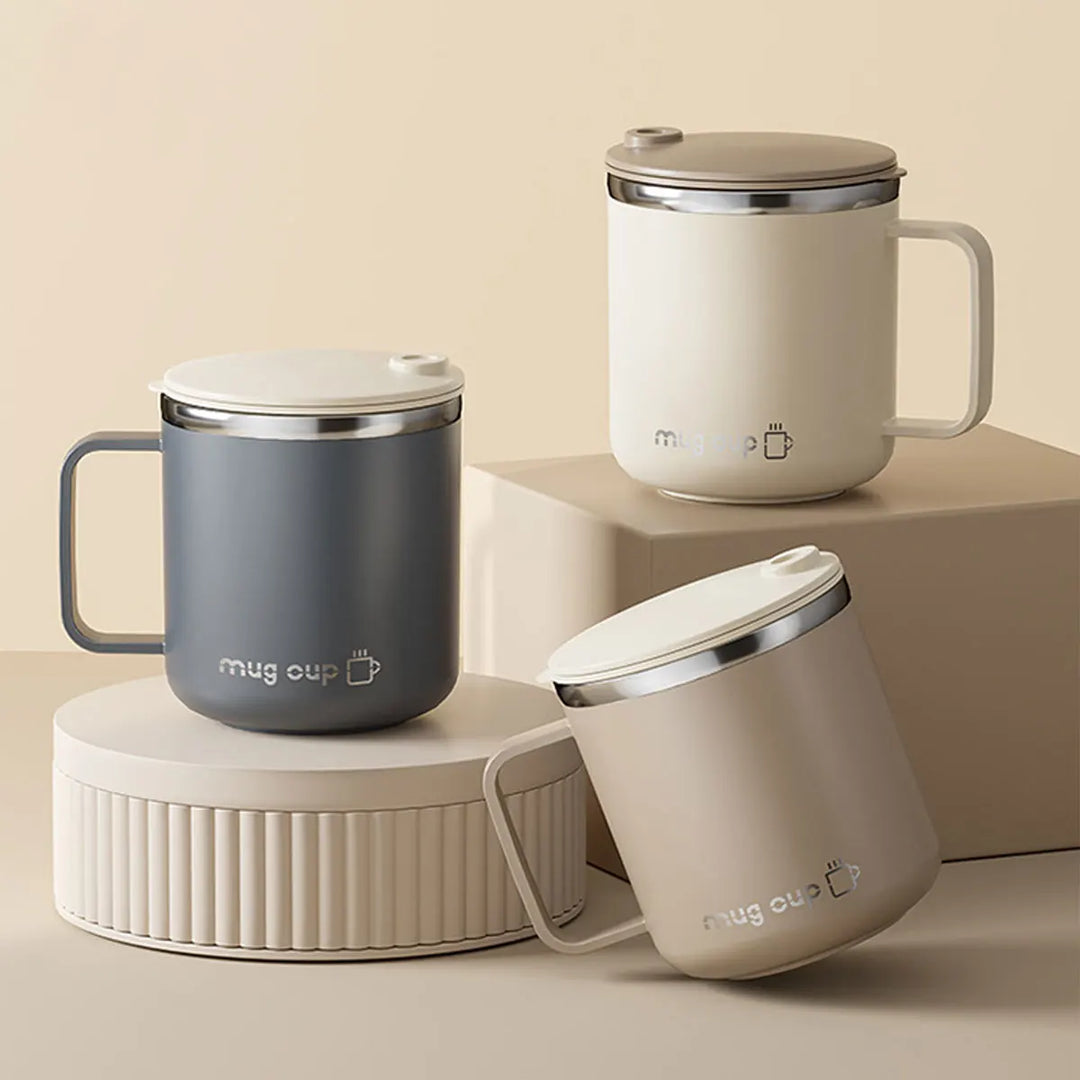 Isolert rustfritt stål kaffekopp med lokk | Skanto