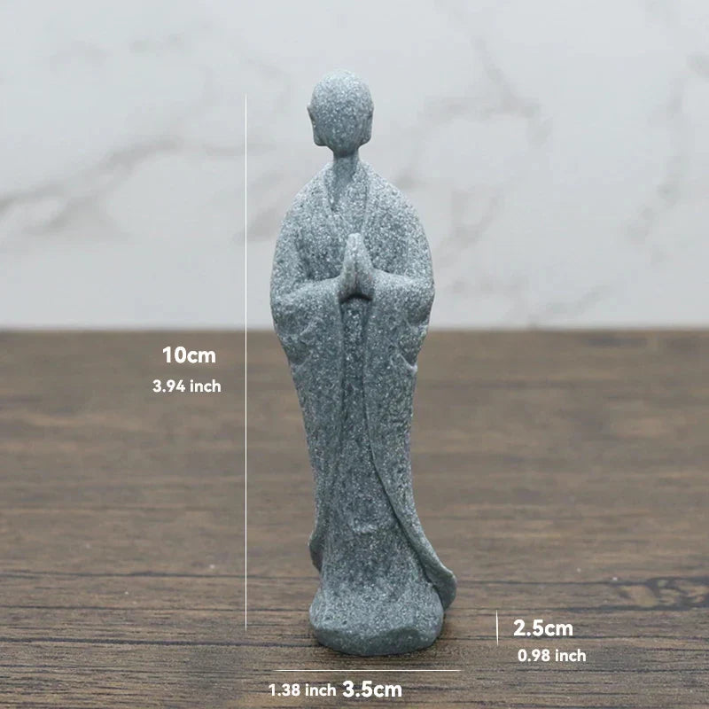 Skanto | Buddha Stein Statue Liten Buddhiste Munker Tibetansk Buddhisme Figurer Zen Hage Ornament Meditasjon Hjem Akvarium Dekorasjon