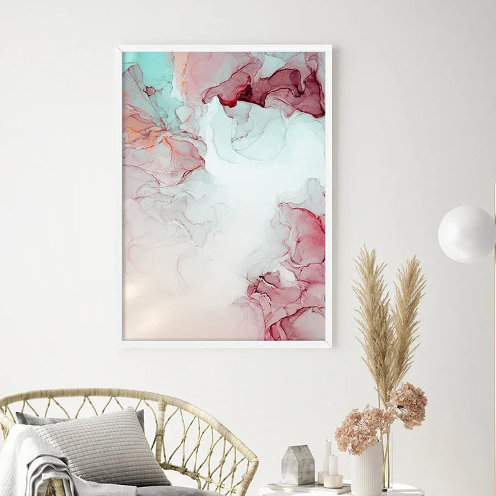 Abstract Minimalist Pink Ink Marble Print Wall Art Fine Art Canvas Prints Pictures For Living Room Bedroom Hotel Room Art Decor | Skanto