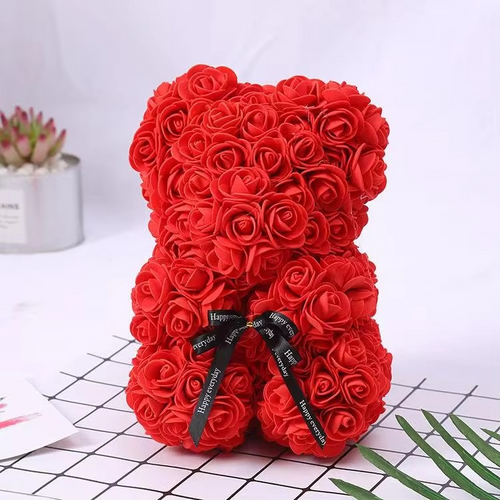 Skanto | 9.8in Kunstig Rose Teddy Bjørn Gave med Presentasjonsboks - Romantisk Jubileum eller Valentines Dag Dekor