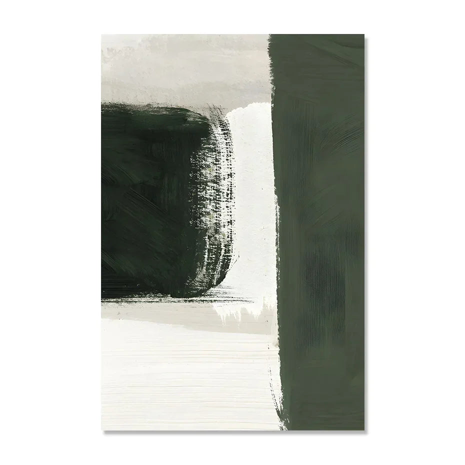 Modern Abstract Green Beige White Brushstroke Canvas Prints Nordic Wall Art for Modern Living Room Home Decor Artwork | Skanto
