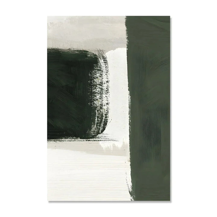 Modern Abstract Green Beige White Brushstroke Canvas Prints Nordic Wall Art for Modern Living Room Home Decor Artwork | Skanto