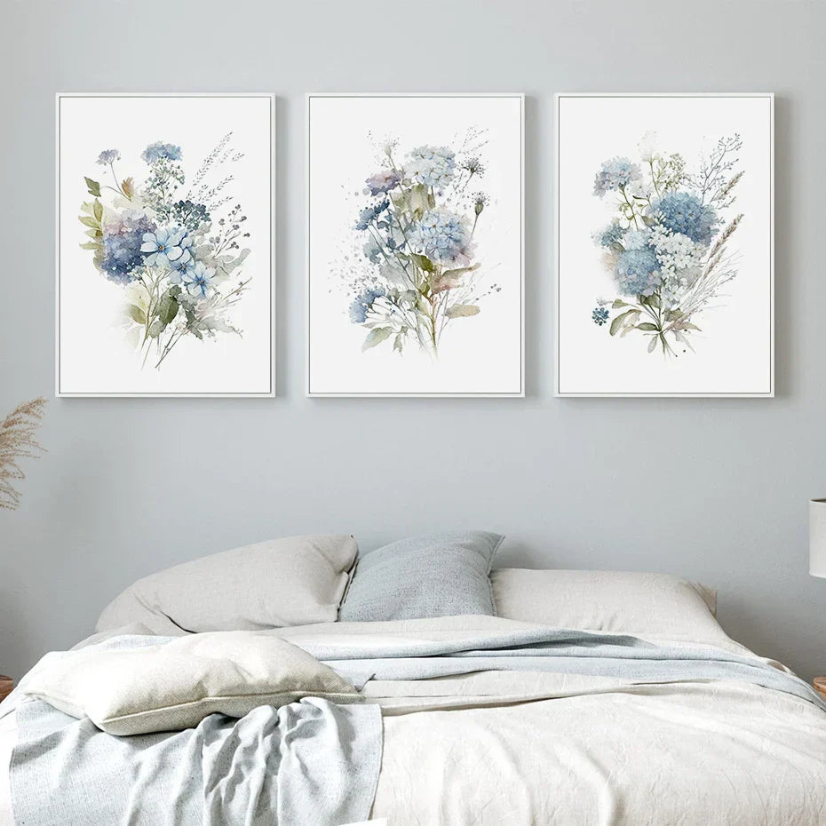 Minimalist Wildflower Watercolor Wall Art Fine Art Canvas Print Botanical Posters Pictures For Living Room Home Decor | Skanto