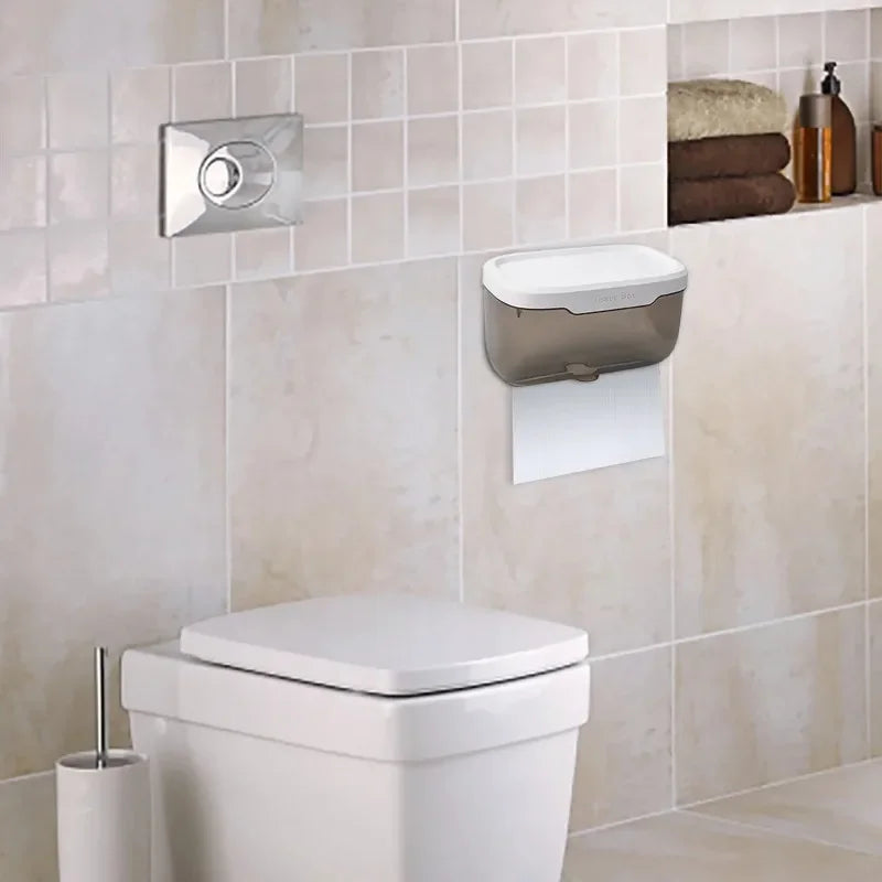Skanto | Veggmontert Toalettpapirholder | Med Hylle & Vanntett Boks | Moderne & Plassbesparende