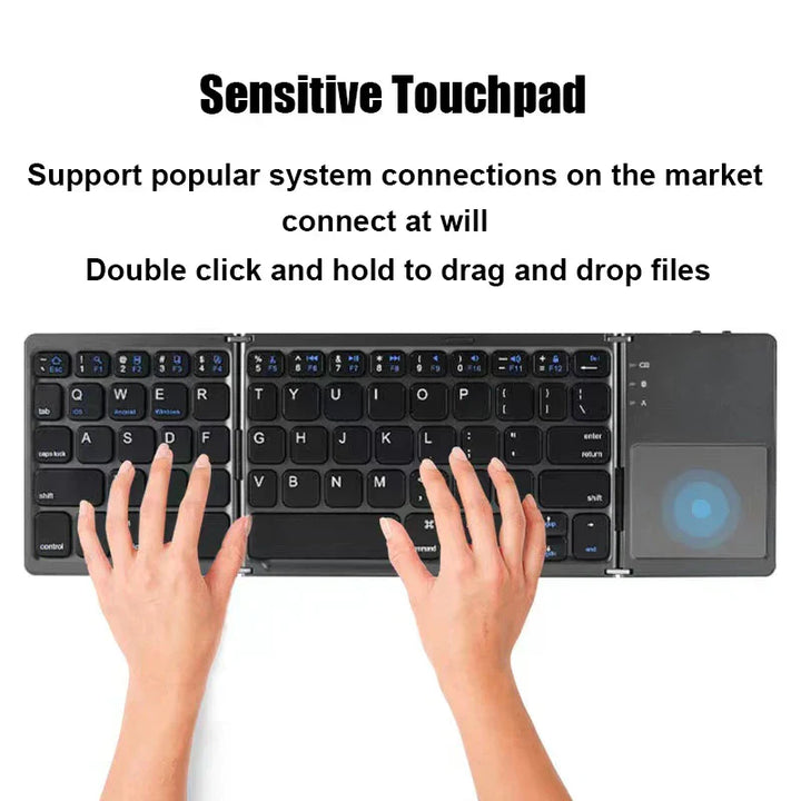 Trådløst sammenleggbart Bluetooth-tastatur med berøringspute – Kompakt, allsidig og ultrabærbar | Skanto