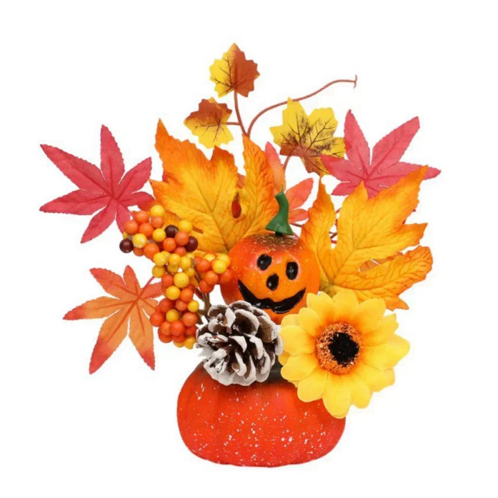 Skanto | Høstmagi | Dekorativ gresskar med kunstige blomster | 25–30 cm | Høst- og Halloween-dekor