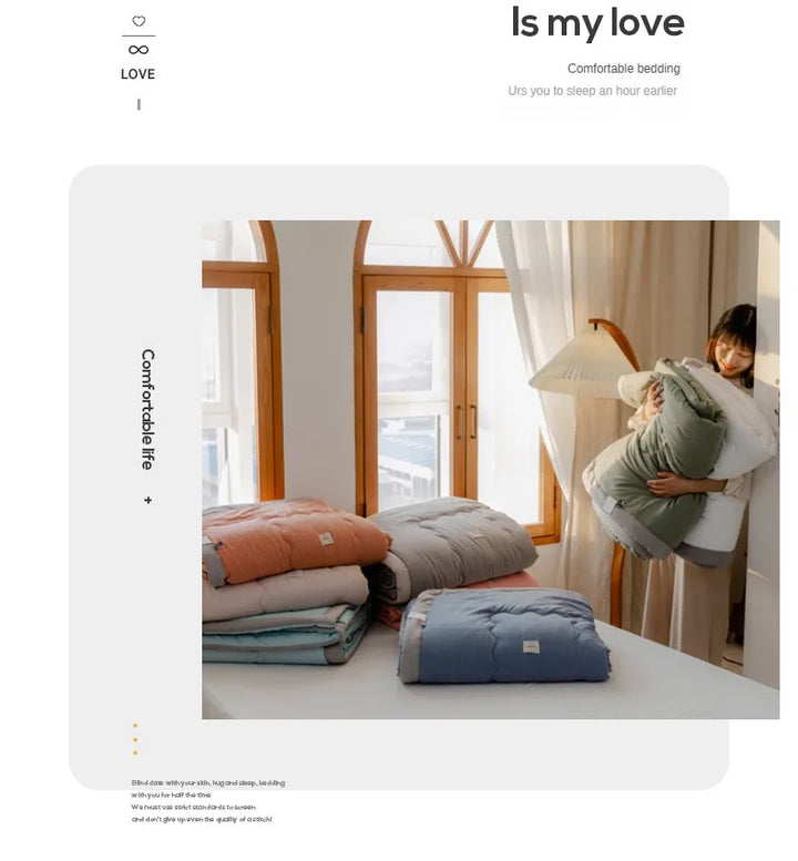 2024 Japansk bomull-polyester sommerdyne – Lett, vaskbar, hudvennlig ensfarget dyne | Skanto