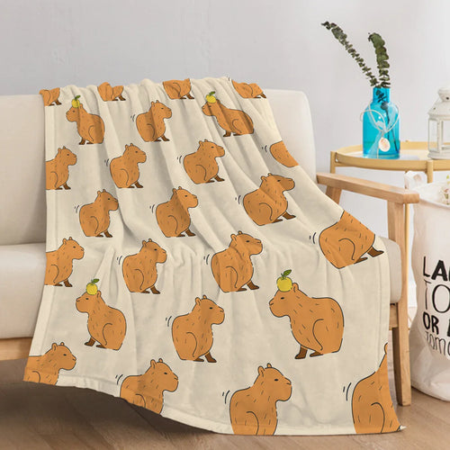 Skanto | CapyLoom Koselig Teppe | Lodden Capybara Koselig Teppe | Myk Flanell Fleece Kaste Teppe | Sofa & Seng Deksel i 3 Størrelser