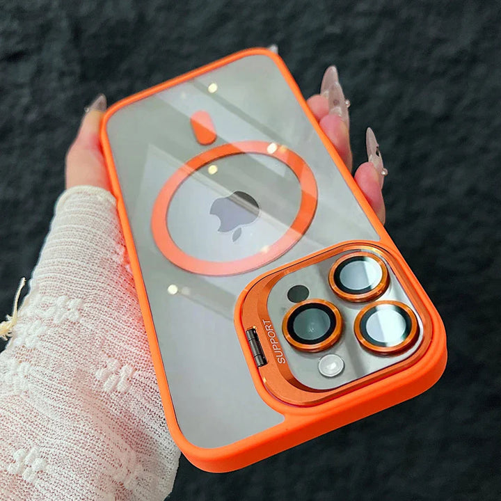 Skanto | Magnetisk Sjokkbestandig Magsafe Mobildeksel Stativ Glass Linsebeskytter Deksel