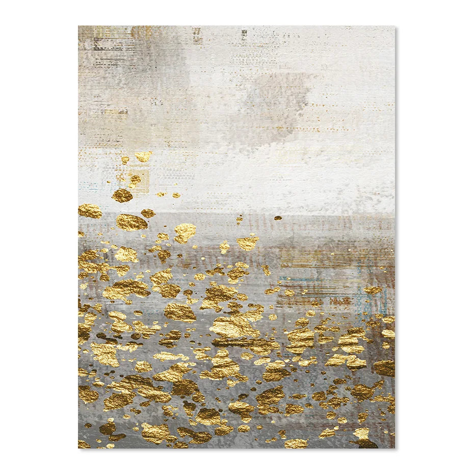 Beige Gray Golden Speckled Vintage Abstract Wall Art Canvas Prints Contemporary Images for Elegant Interiors | Skanto