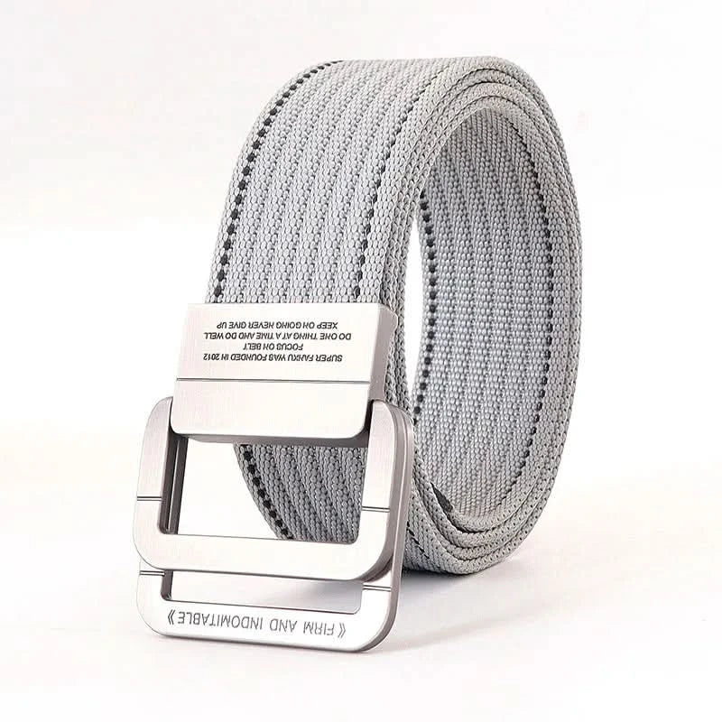 Skanto | Unisex lerretsbelte – Dobbel metallring spenne, justerbar