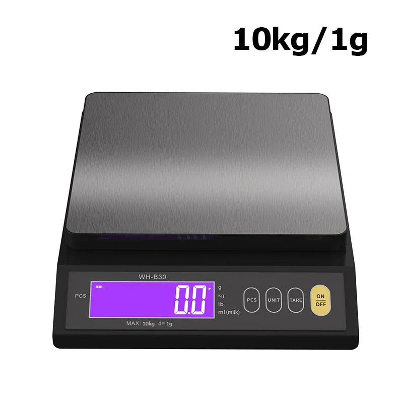 Skanto | 5 kg/0,1 g og 10 kg/1 g digital elektronisk kjøkkenvekt, LCD-skjerm, hel vanntett rustfritt stålværktøy for baking