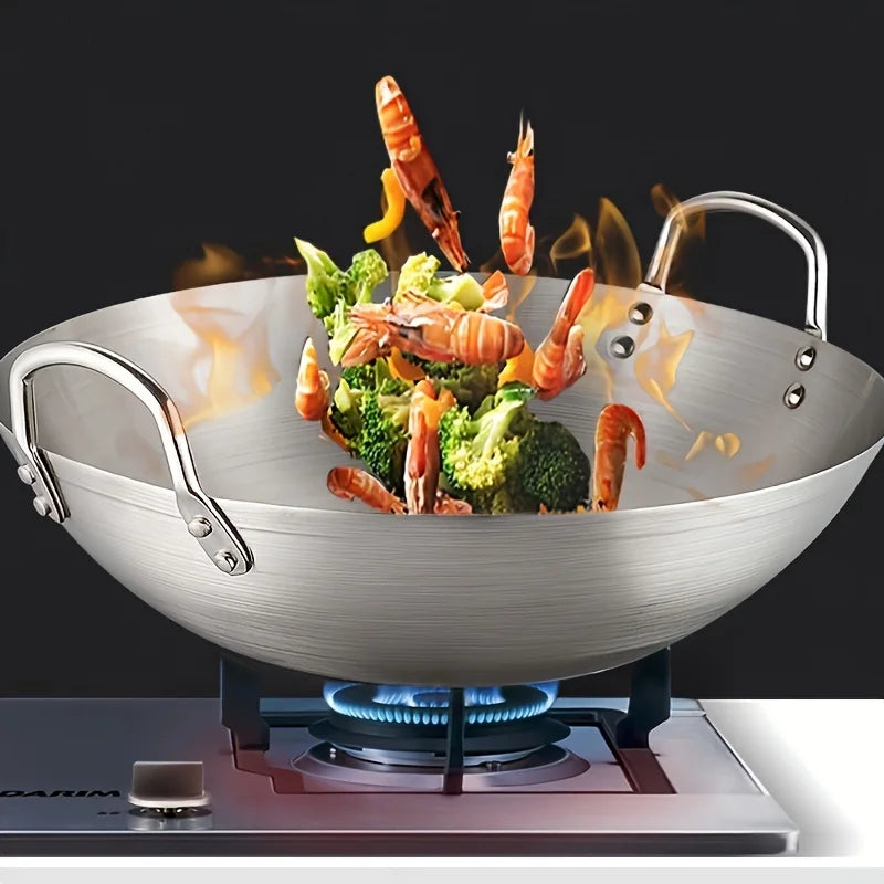 ChefMaster – Stor rustfritt stål wok med dobbel håndtak Skanto