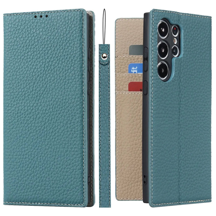 ekte lær lommebokdeksel for Samsung Galaxy S23 Ultra Skanto