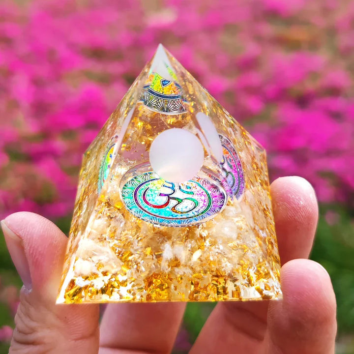 Skanto | Orgonitt-pyramide helbredelse krystaller energigenerator med ametyst pendel - Reiki chakra meditasjonsverktøy og romdekor