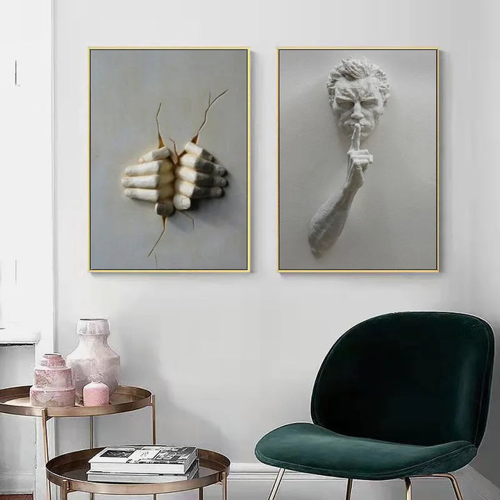 Modern Urban Abstract Iron Statue Wall Art Fine Art Canvas Prints 3D Visualization Figure Art Pictures For Minimalist Apartment Wall Decor | Skanto