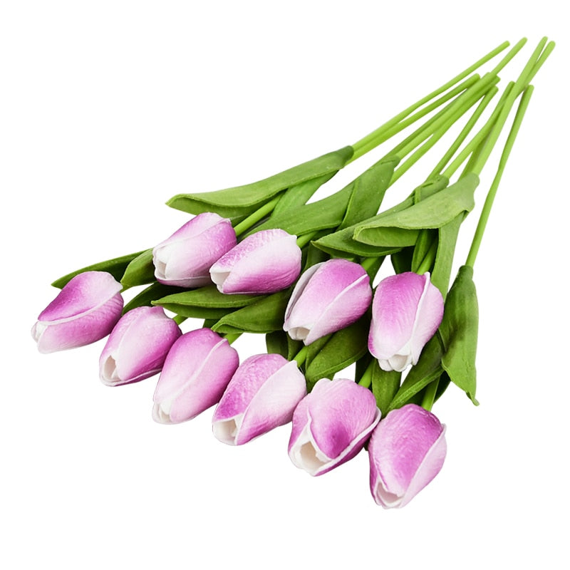 Skanto | Kunstig Blomsterbukett med Tulipaner, Dekorasjon (10 Stykker)