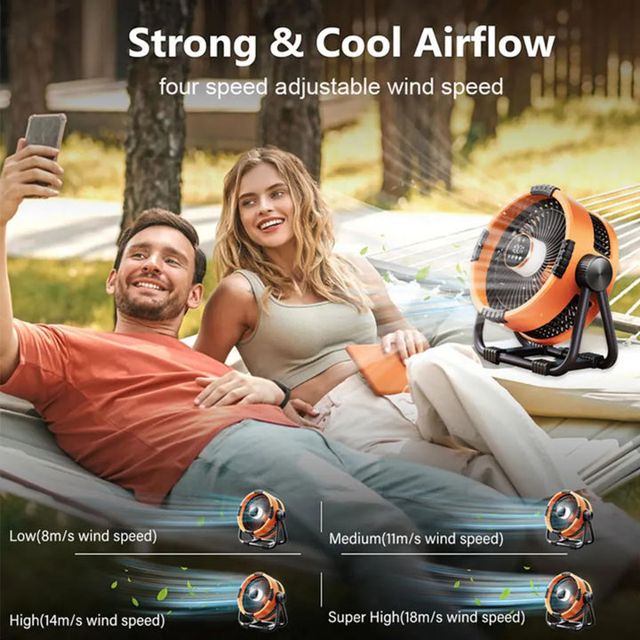 Skanto | Campingvifte med 20000mAh batteri, LED-lys og fjernkontroll – WindMate