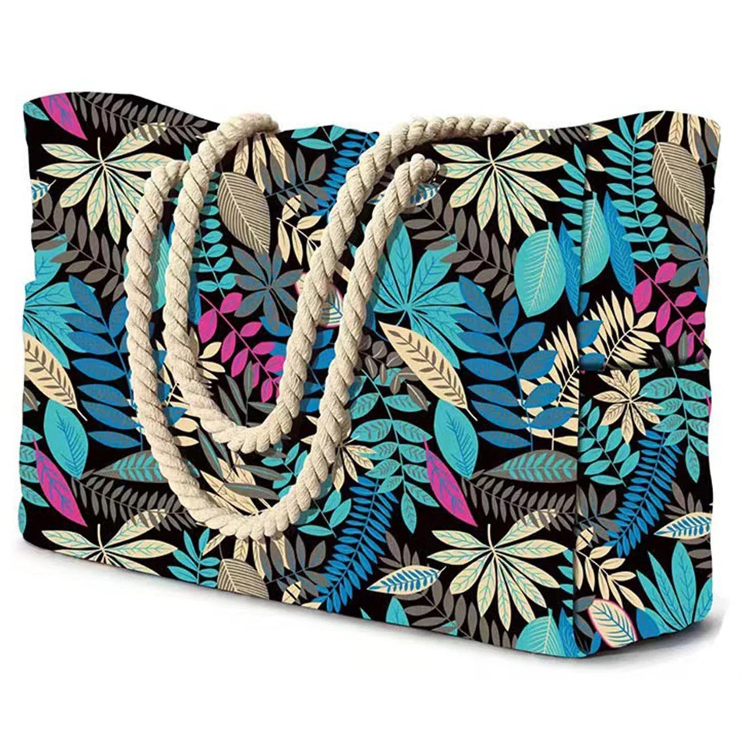 Norvo | Marivalis Stripete Strandveske med Glidelås | Sammenleggbar & Vanntett | Sandmotstandsdyktig Lerret | For Reise & Ferie