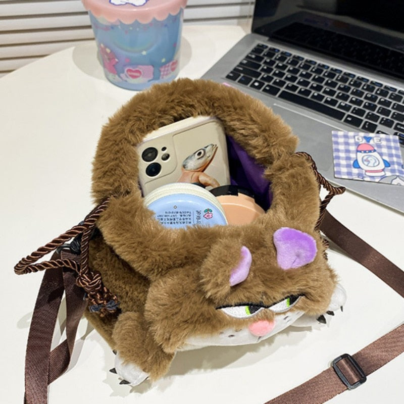 Skanto | Kjedelig Plysj Katt Skulderveske