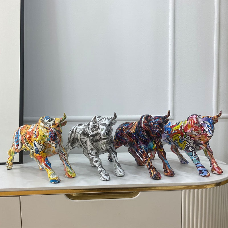 Skanto | Graffiti-Maling Harpiks Tyr Figur Home Stue Soverom Kontor Skrivebord Feng Shui Ornament Samling Statuetter