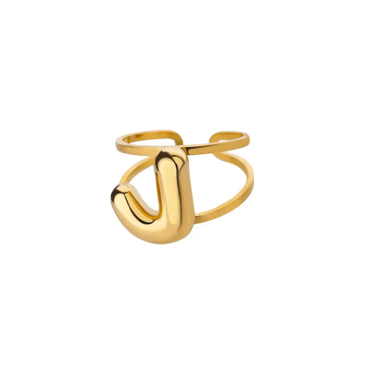 Skanto | Justerbar Åpen Bånd Boblebokstav Initial Ring