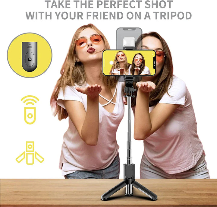 Skanto | Bluetooth Selfie Stick Stativ med Fylllys