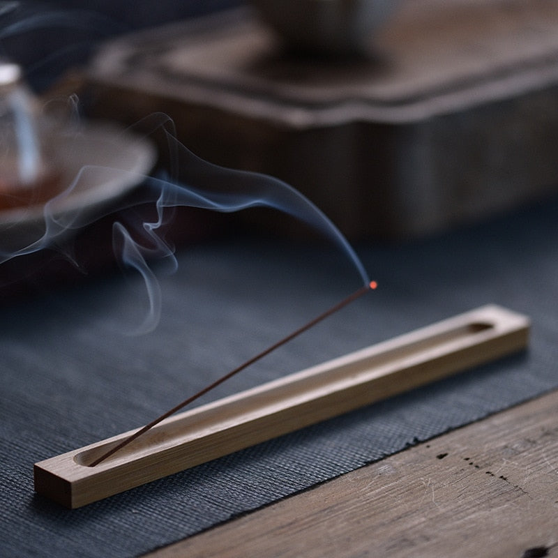 Skanto | Sandeltre Base Tre Røkelse Sticks Holder - 23cm Linje Røkelse Beholder for Hjemmedekor og Aromaterapi
