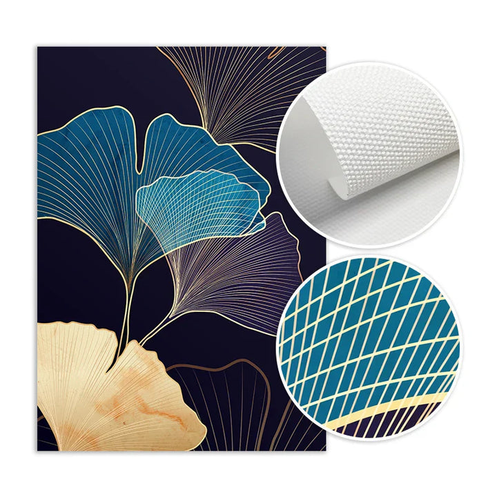 Abstract Botanical Tropical Blue Eggplant Floral Wall Art Fine Art Canvas Print Pictures For Living Room Bedroom Hotel Room Decor | Skanto