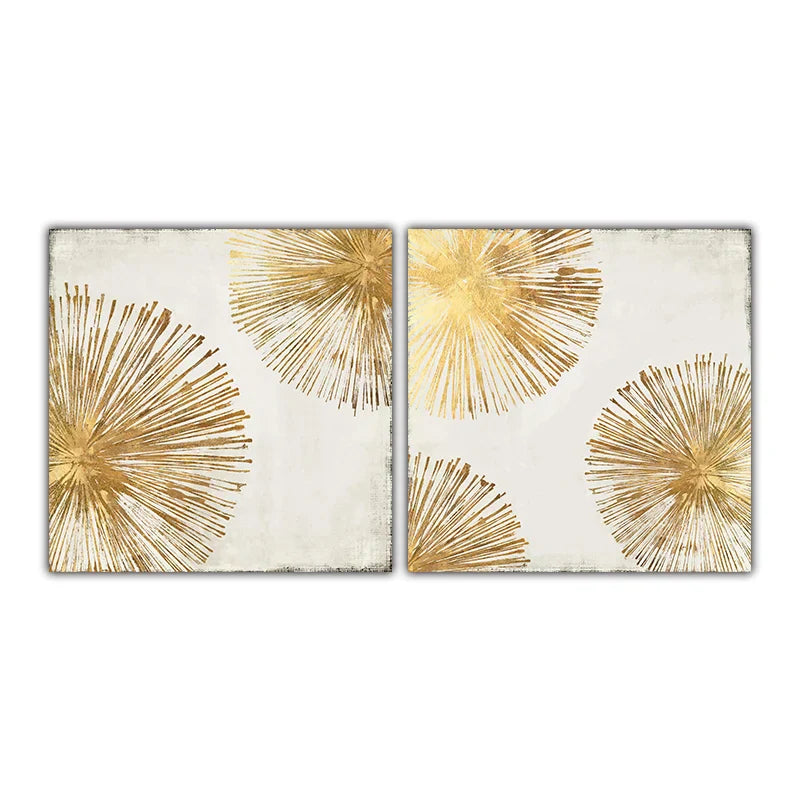 Golden Radial Circular Abstract Wall Art Fine Art Canvas Prints Posters Pictures For Living Dining Bedroom Art Decor | Skanto