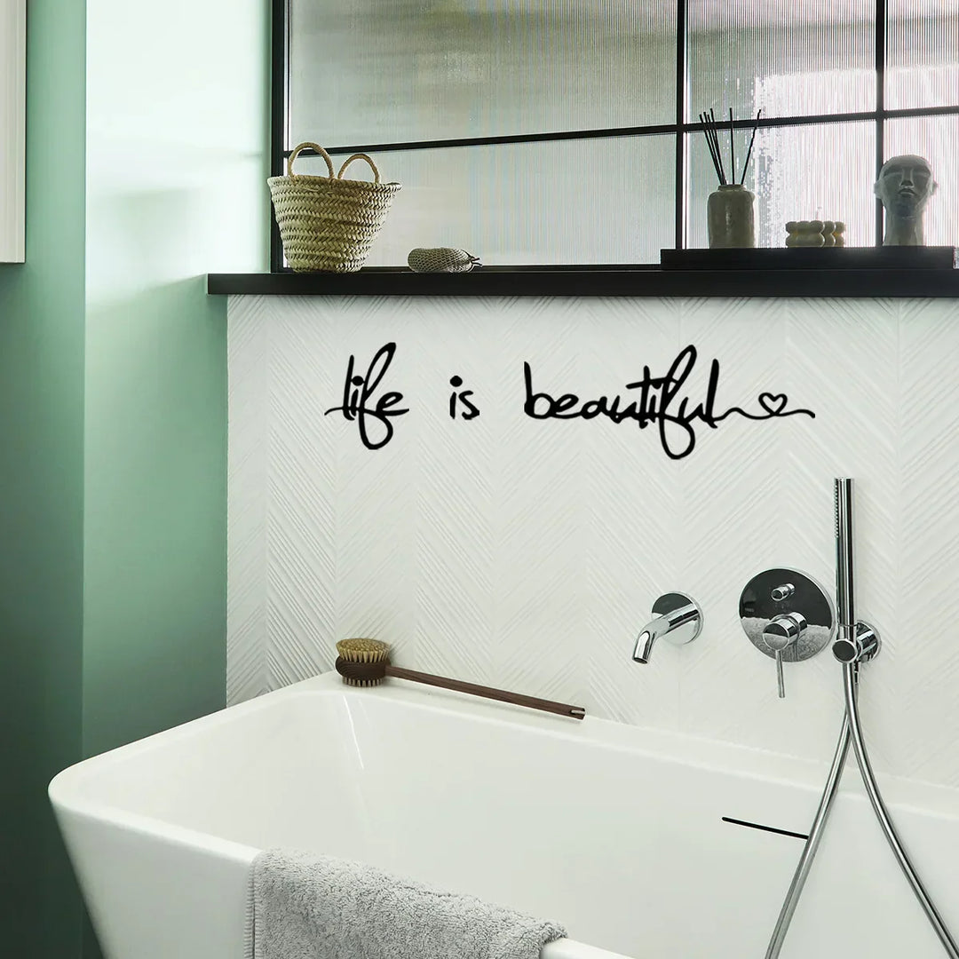 Beautiful Life Inspirational Wall Sticker Removable Peel and Stick Daily Mantra Wall Decal Creative DIY Home Decor for Living Room Bedroom Dining Room | Skanto