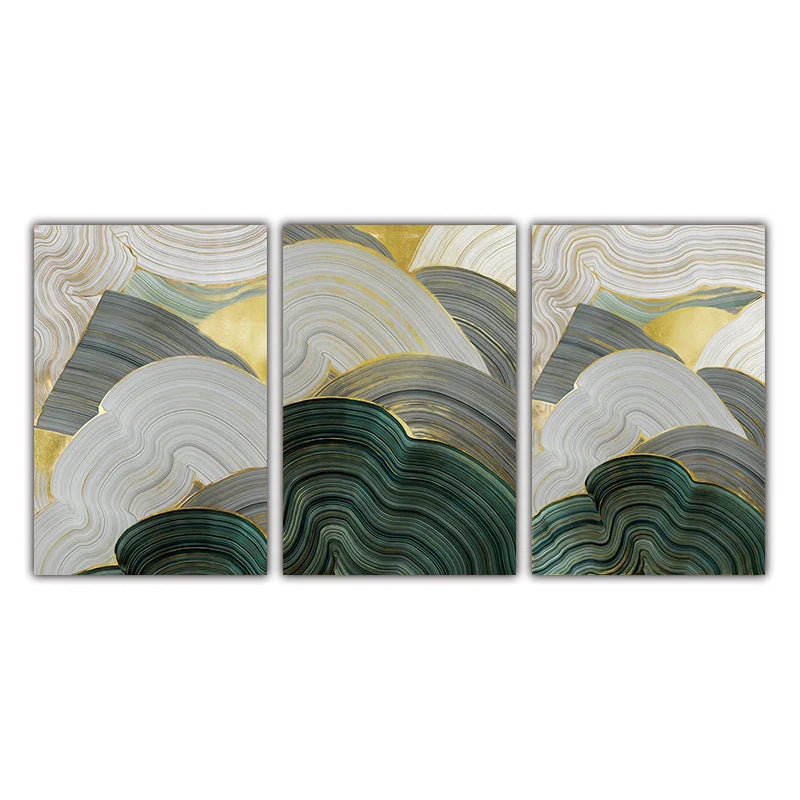 Green Beige Gray Fluid Swirls Abstract Wall Art Fine Art Canvas Prints Pictures For Modern Apartment Dining Room Living Room Art Decor | Skanto