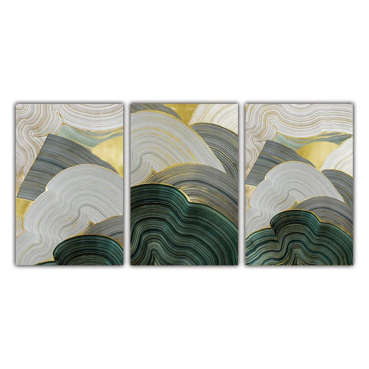 Green Beige Gray Fluid Swirls Abstract Wall Art Fine Art Canvas Prints Pictures For Modern Apartment Dining Room Living Room Art Decor | Skanto
