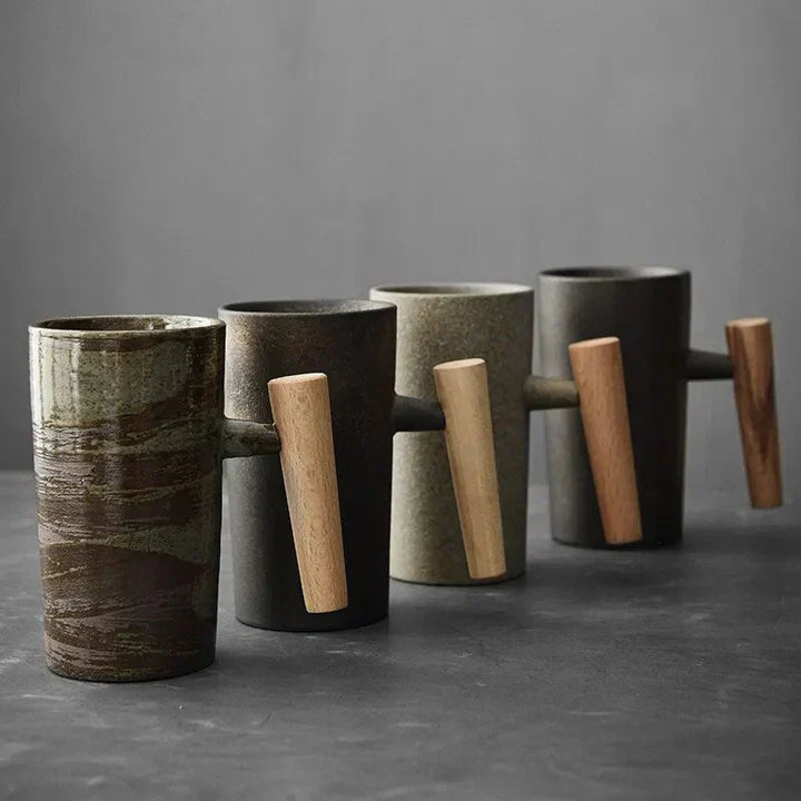 ScandiSip Keramisk Kopp – Minimalistisk Skandinavisk Design med Treskaft | Skanto