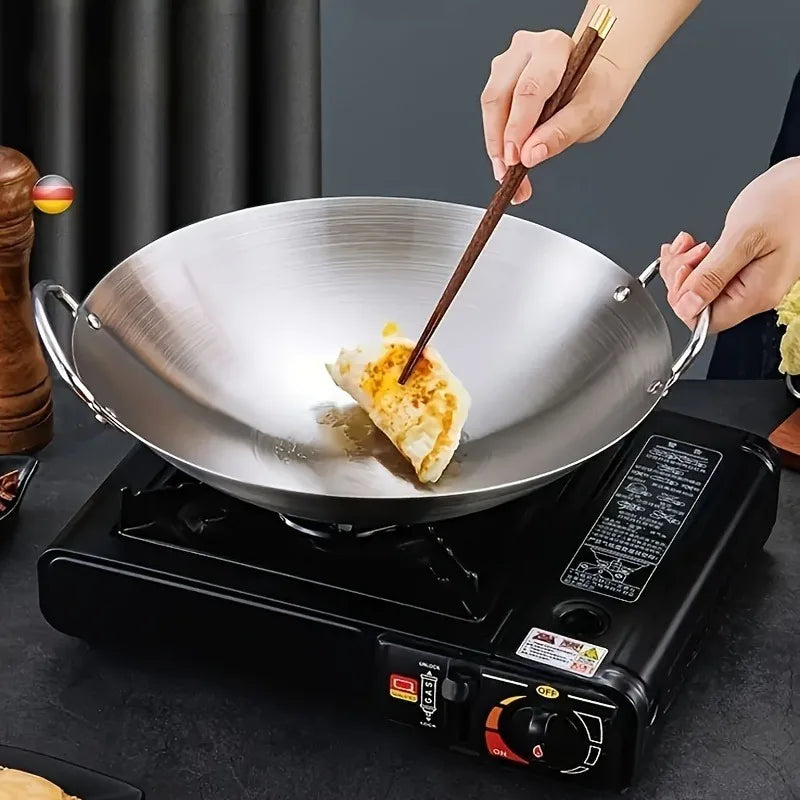 ChefMaster – Stor rustfritt stål wok med dobbel håndtak Skanto