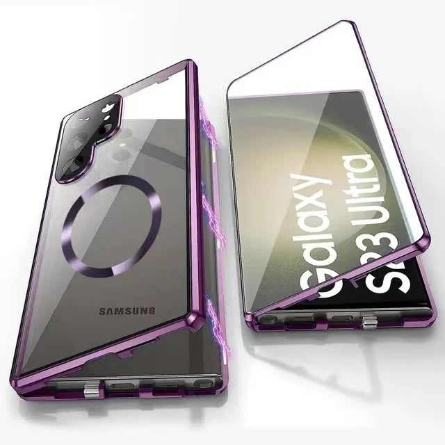 Skanto | Metall Aluminiumlegering 360-deksel med sikkerhetslukking for Samsung Galaxy S24-S23 Serie