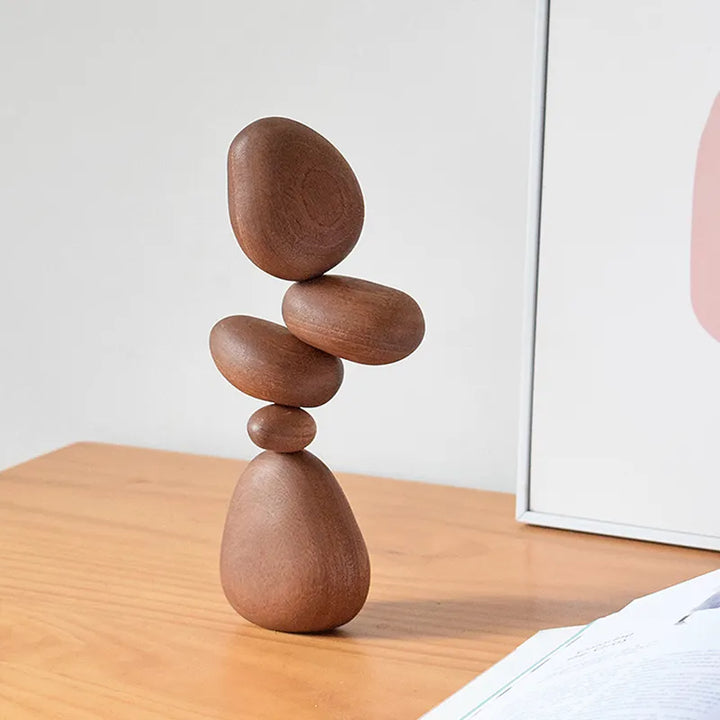 Zen Wood Stone Shape Dekor