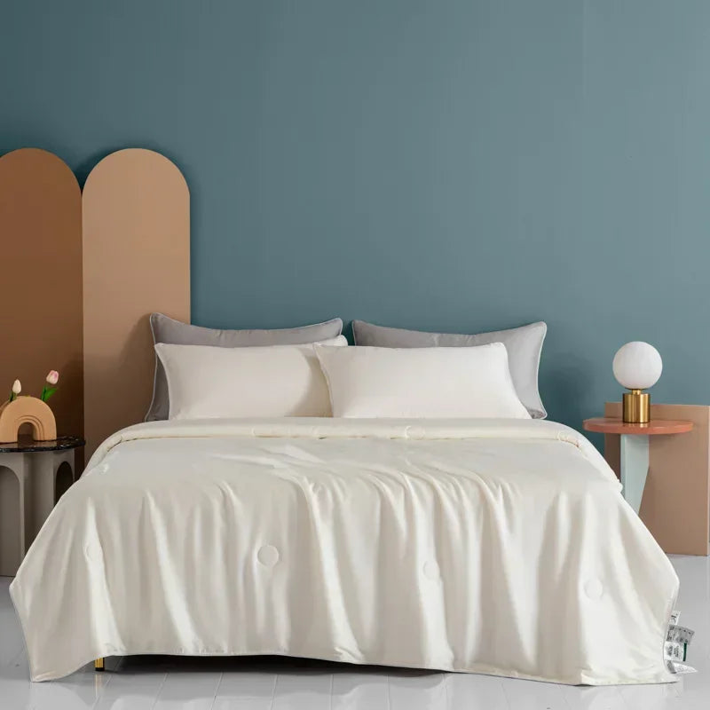 Air Condition Sommer Komforter — Ren Farge Is Silke Kjøleteppe, Lett & Glatt Twin/King Størrelse Quilt | Skanto