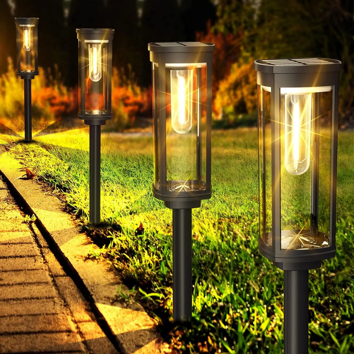 Solart hage lampe med varmt LED lys – Værbestandig aluminiumdesign | Skanto